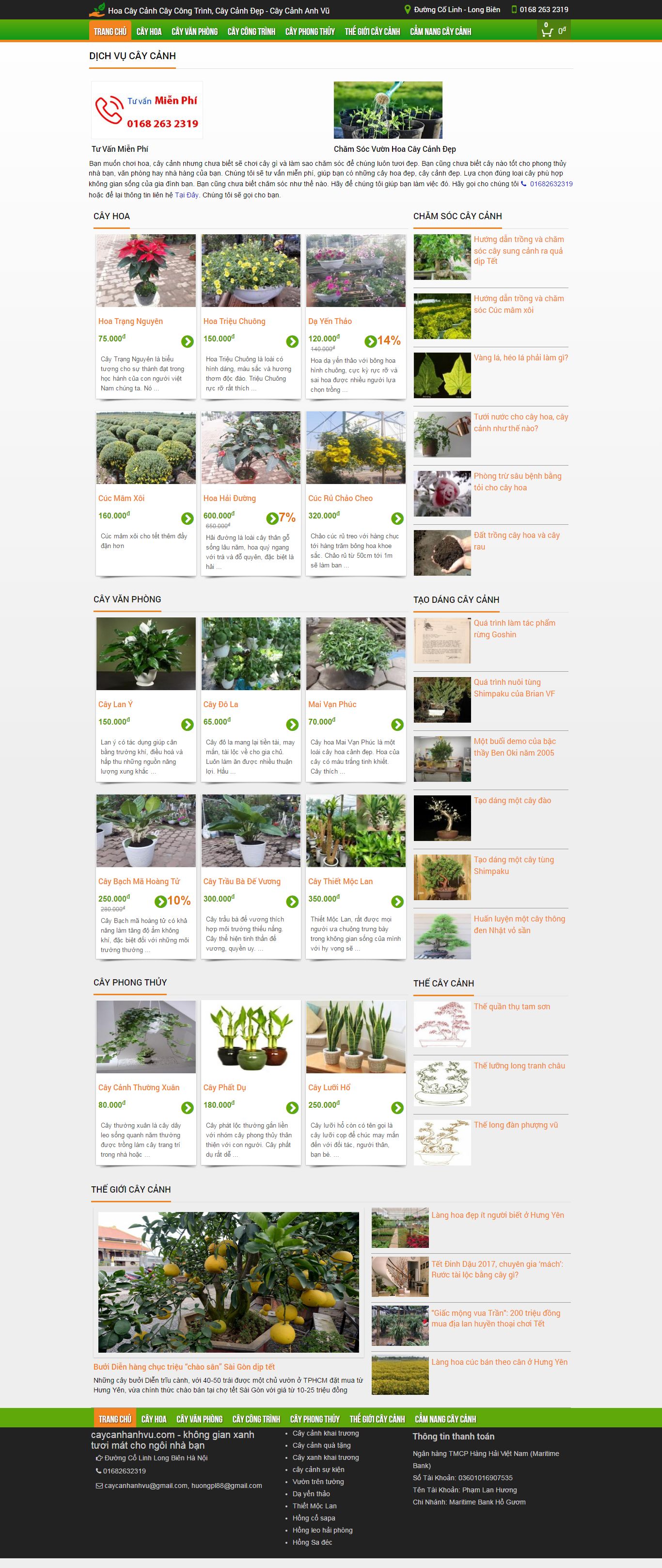 Thiết kế website cây cảnh Anh Vũ đẹp, chuyên nghiệp chuẩn SEO
